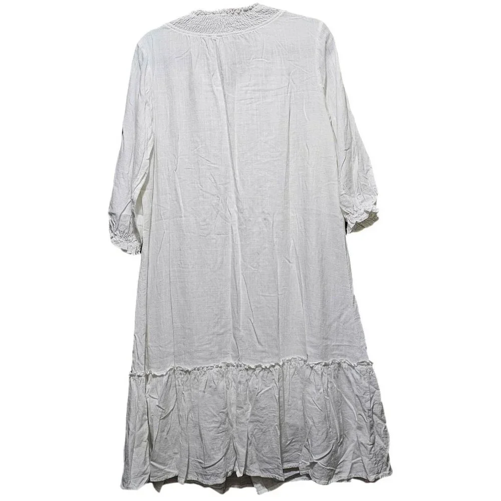 Yakira Bella White Boho Dress M Viscose Linen Blend - Picture 3 of 9